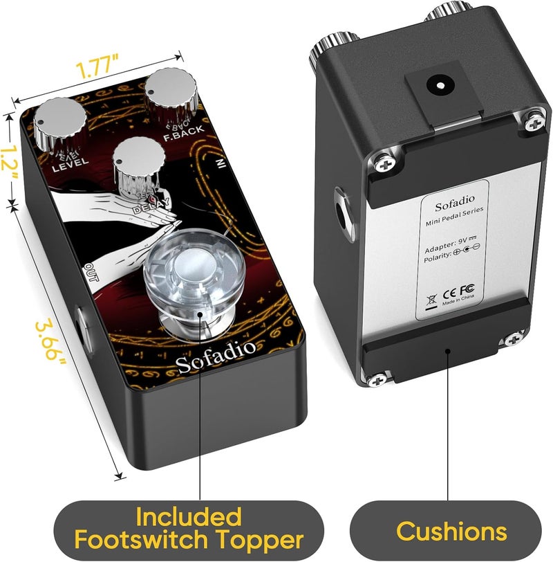 SOFADIO Guitar Delay Pedal, True Bypass DC 9V Mini Single Nano Effect Pedals for Electric Guitars - Image 4